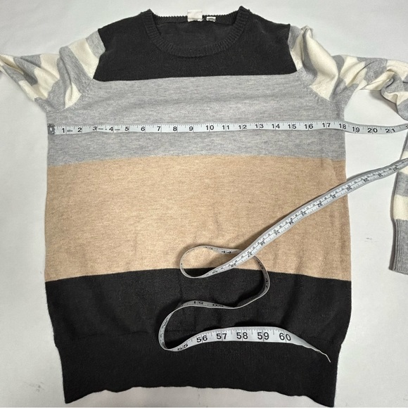 GAP Womens Crewneck Color Block Sweater Black, Gray, and Tan Stripes - Picture 6 of 8
